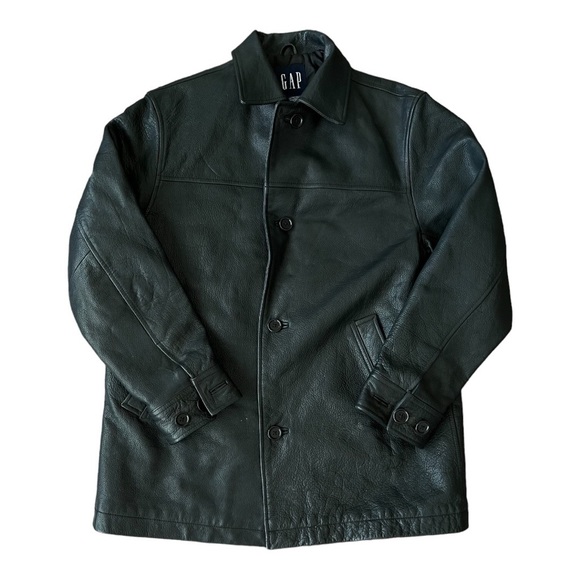 GAP Other - Gap Vintage 90s Y2K Lined Leather Button Up Coat